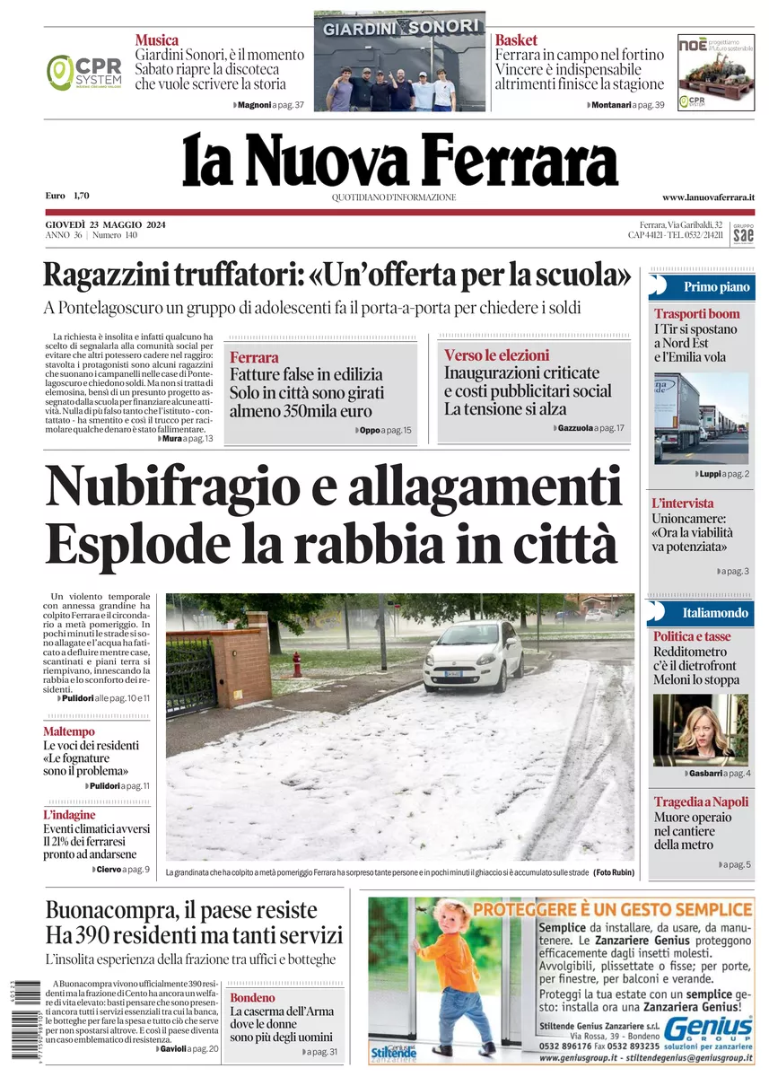 Prima-pagina-nuova ferrara-oggi-edizione-del-2024-05-23